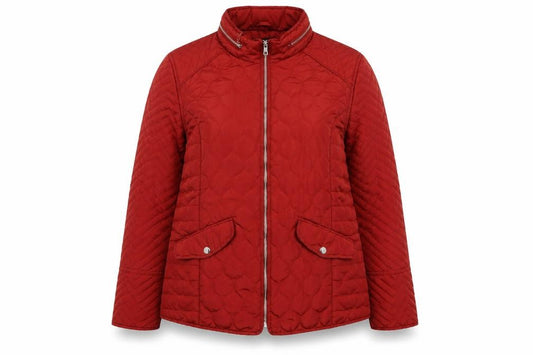 Front view of The Collection women’s brown quilted jacket, size UK 16, zip