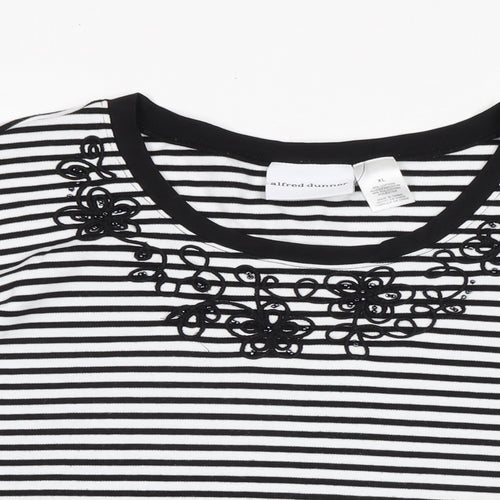 Alfred Dunner Womens Black Cotton Basic T-Shirt Size S Boat Neck