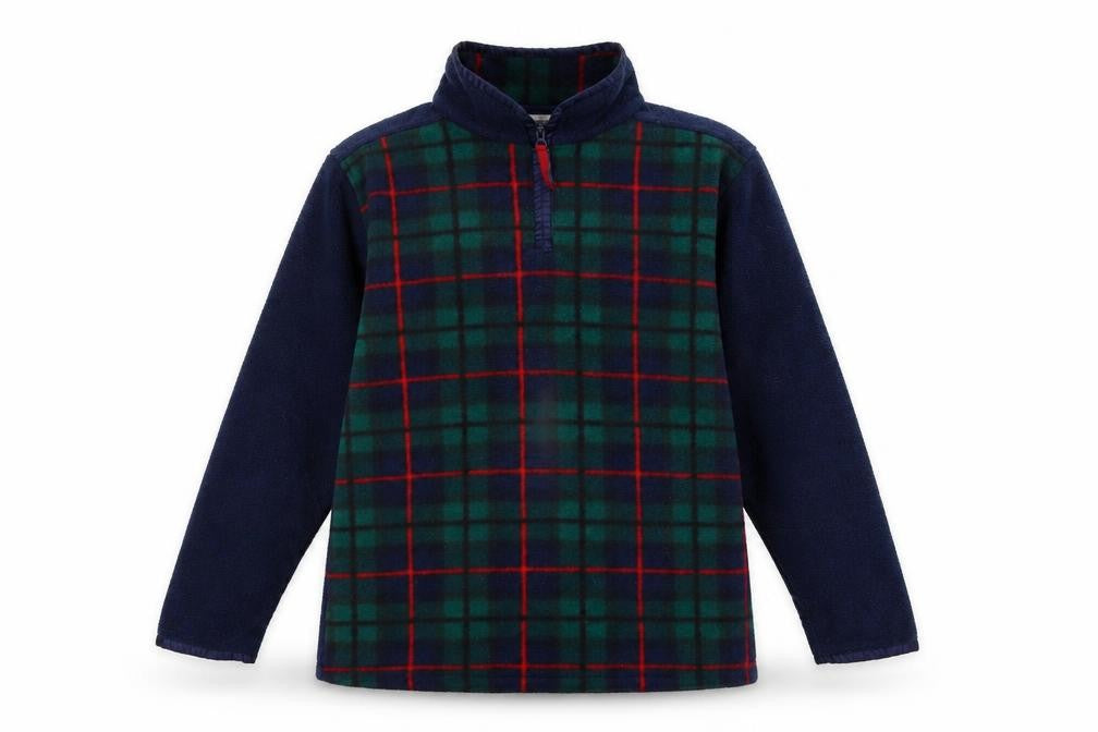 Front view of Equarian Leisure women’s blue mock neck check polyester jumper, size M