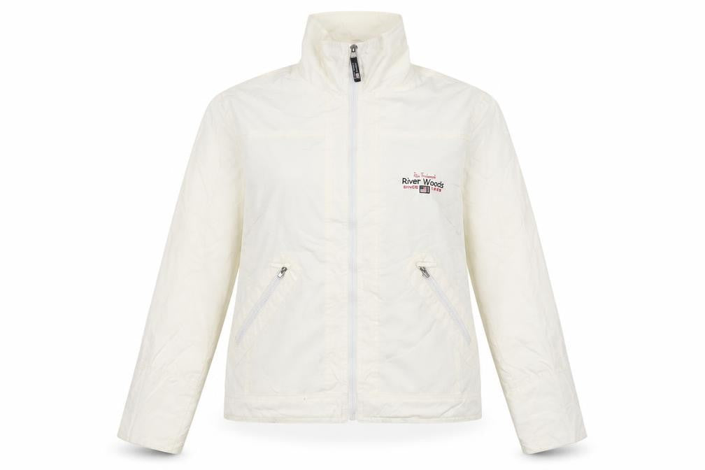 Front view of RIVER WOODS women’s ivory anorak jacket, size L, zip
