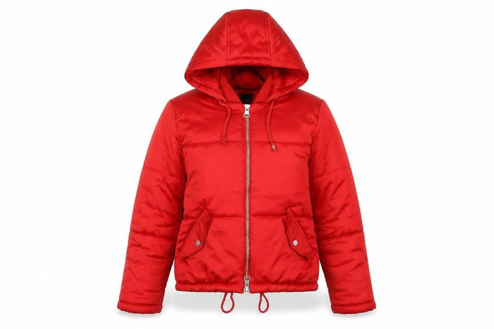 Topshop Womens Red Puffer Jacket Jacket Size 10 Zip