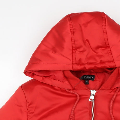 Topshop Womens Red Puffer Jacket Jacket Size 10 Zip