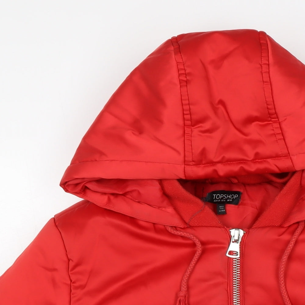 Topshop Womens Red Puffer Jacket Jacket Size 10 Zip