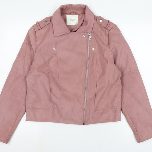 jaquline de yong Womens Purple Biker Jacket Size 10 Zip
