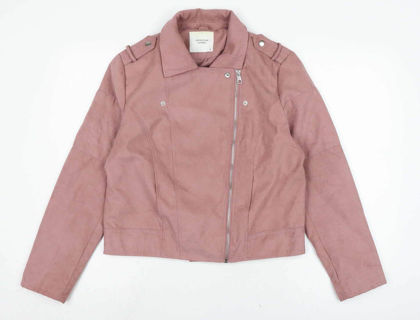 jaquline de yong Womens Purple Biker Jacket Size 10 Zip