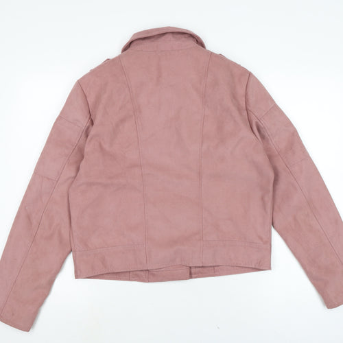 jaquline de yong Womens Purple Biker Jacket Size 10 Zip