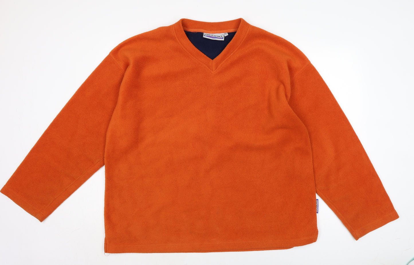 Geogio Mens Orange V-Neck Polyester Pullover Jumper Size XL Long Sleeve