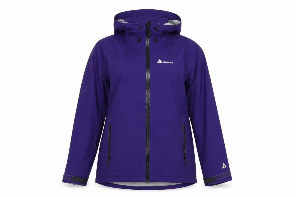 Front view of Technicals women’s purple anorak jacket, size UK 14, zip