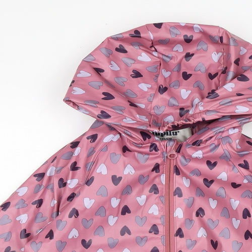 Lupilo Girls Pink Rain Coat Coat Size 6-7 Years Zip