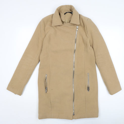 Missguided Womens Beige Overcoat Coat Size 8 Zip