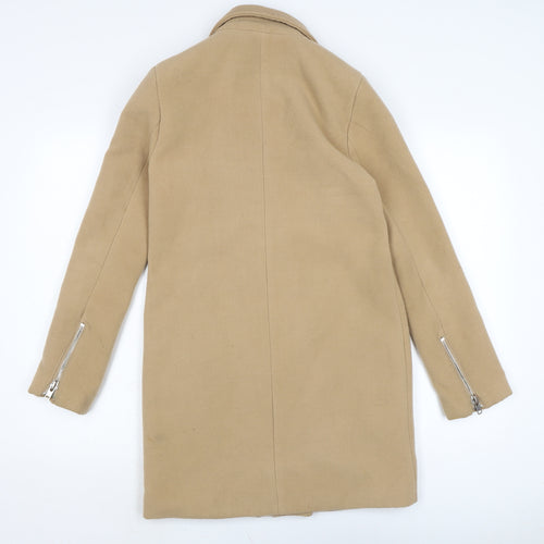 Missguided Womens Beige Overcoat Coat Size 8 Zip