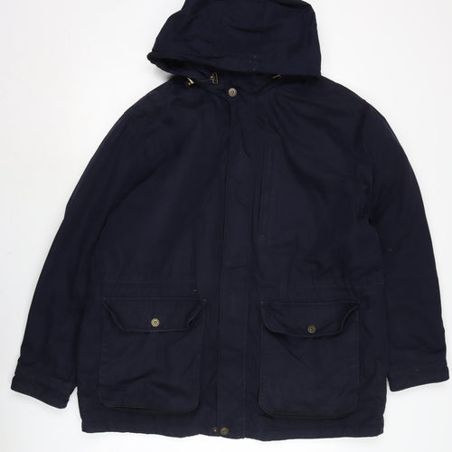 Blue Harbour Mens Blue Parka Coat Size L Zip