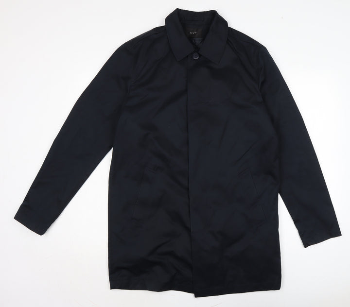 MVP Mens Blue Overcoat Coat Size S Button