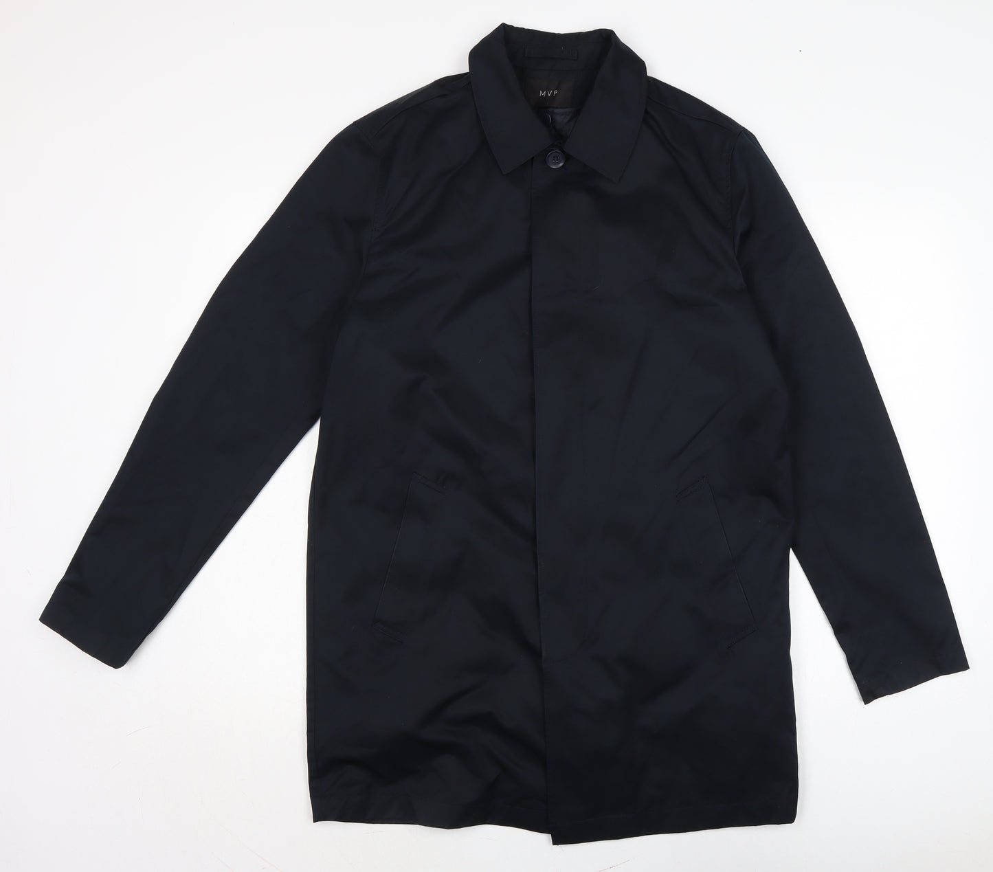 MVP Mens Blue Overcoat Coat Size S Button