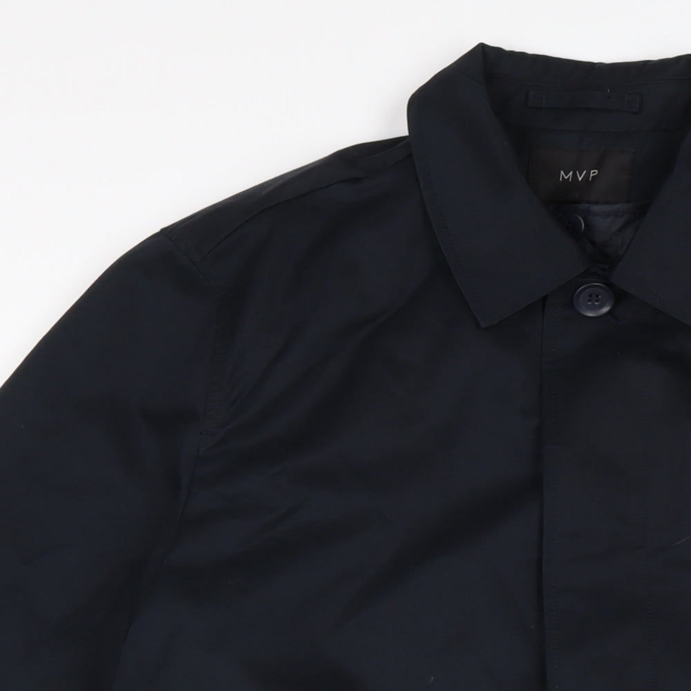 MVP Mens Blue Overcoat Coat Size S Button