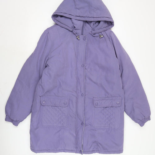 Damart Womens Purple Anorak Coat Size L Zip