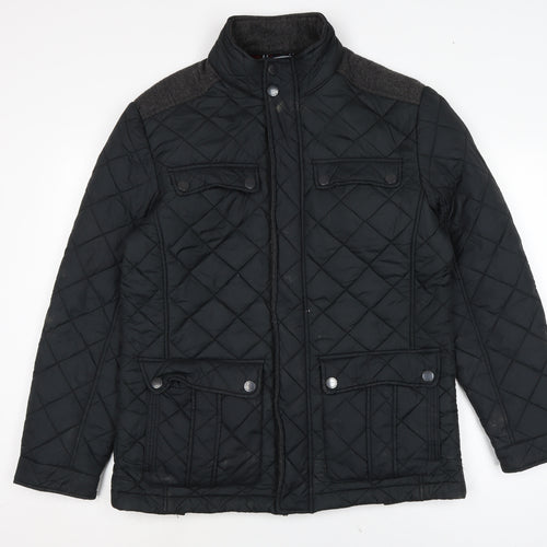 Maine Mens Black Quilted Jacket Size S Zip