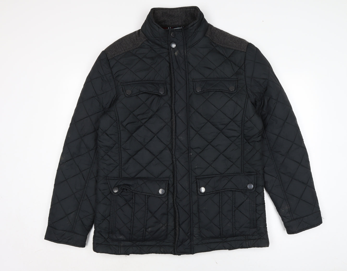 Maine Mens Black Quilted Jacket Size S Zip