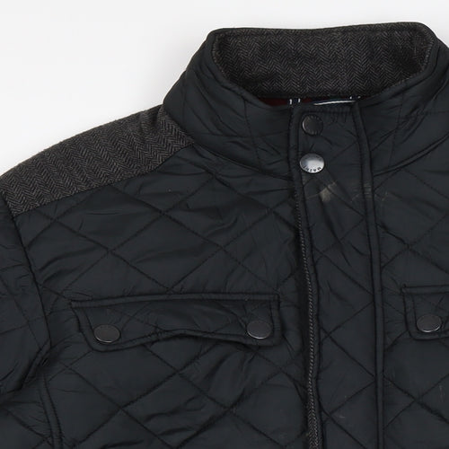 Maine Mens Black Quilted Jacket Size S Zip