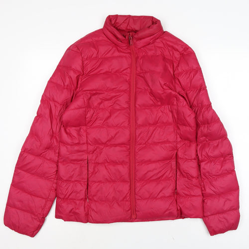 Marks and Spencer Womens Pink Quilted Jacket Size 8 Zip