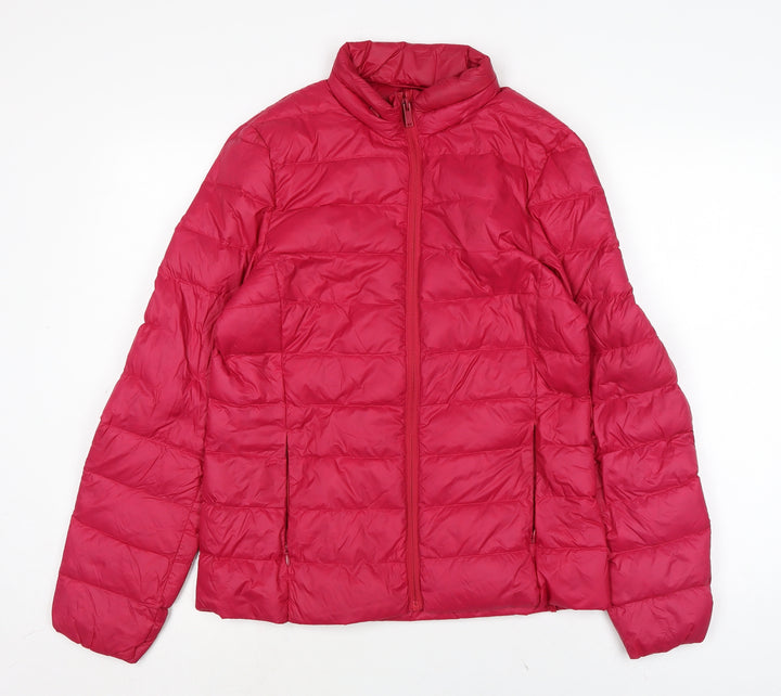 Marks and Spencer Womens Pink Quilted Jacket Size 8 Zip