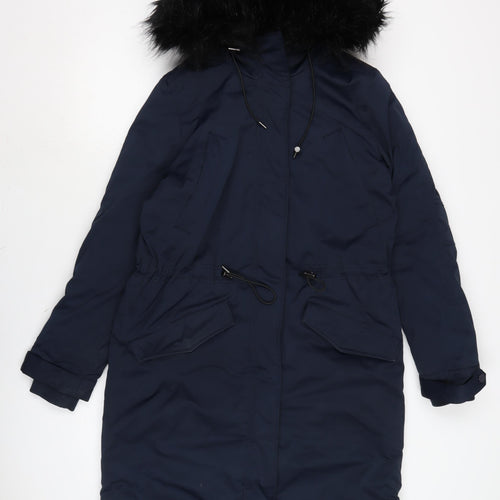 H&M Womens Blue Rain Coat Coat Size 8 Zip