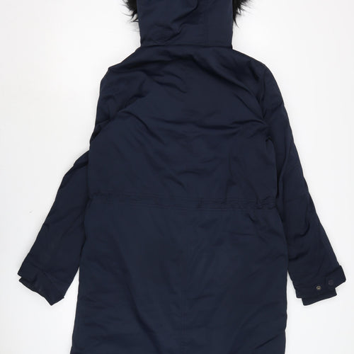 H&M Womens Blue Rain Coat Coat Size 8 Zip