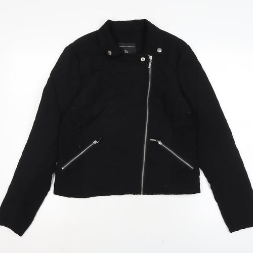 Dorothy Perkins Womens Black Biker Coatigan Size 12 Zip