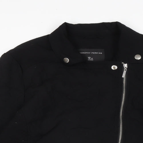 Dorothy Perkins Womens Black Biker Coatigan Size 12 Zip