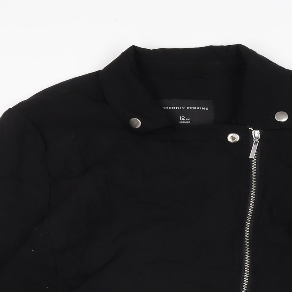 Dorothy Perkins Womens Black Biker Coatigan Size 12 Zip