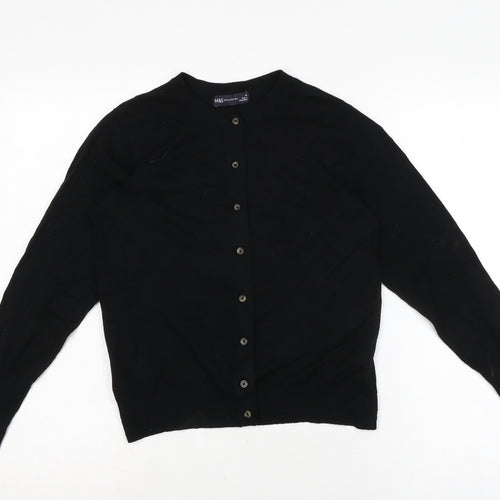 Marks and Spencer Womens Black Crew Neck Viscose Cardigan Jumper Size 10