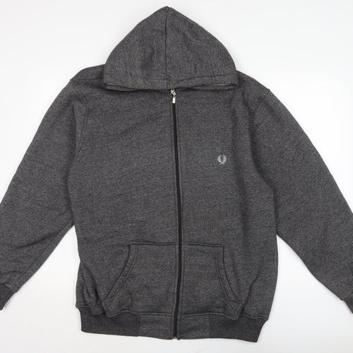 Fred Perry Mens Grey Cotton Full Zip Hoodie Size 2XL