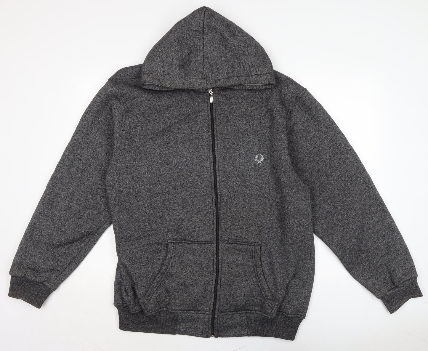 Fred Perry Mens Grey Cotton Full Zip Hoodie Size 2XL