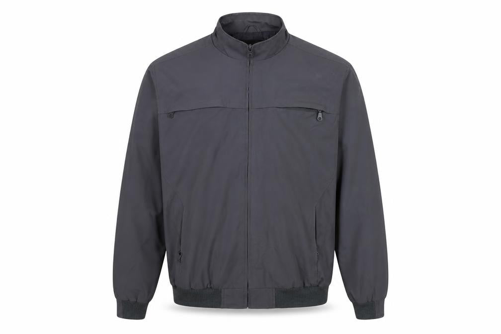 Front view of Duke men’s green bomber jacket jacket, size M, zip
