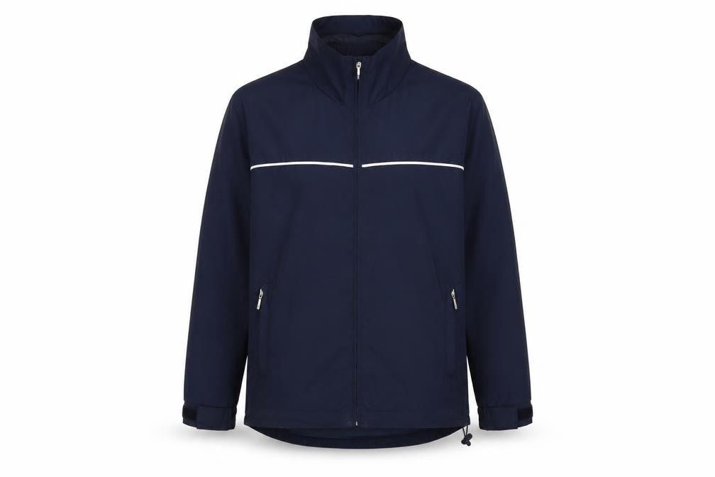 Front view of Olympus women’s blue anorak jacket, size UK 10, zip