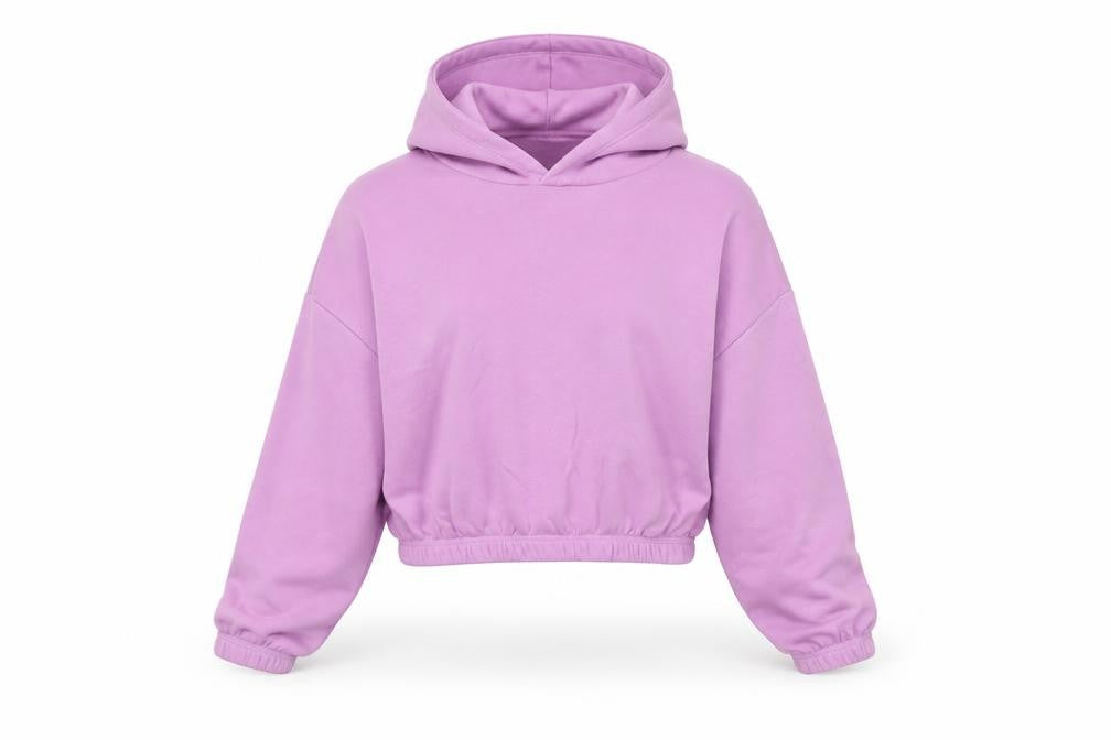 Front view of Zara women’s purple cotton pullover hoodie, size S