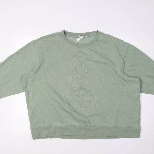 Disney Womens Green Cotton Pullover Sweatshirt Size XL - Mickey Mouse