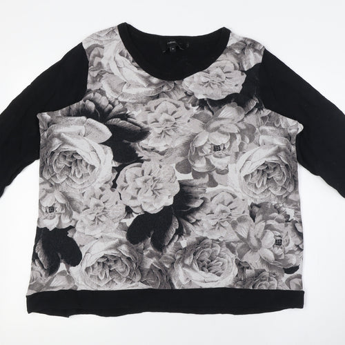 NEXT Womens Black Floral Cotton Pullover Sweatshirt Size 20
