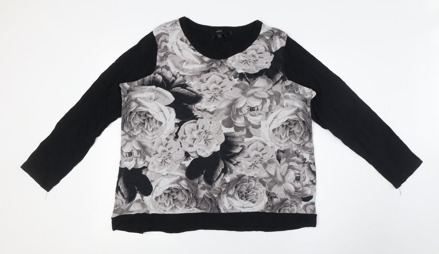 NEXT Womens Black Floral Cotton Pullover Sweatshirt Size 20