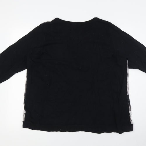 NEXT Womens Black Floral Cotton Pullover Sweatshirt Size 20