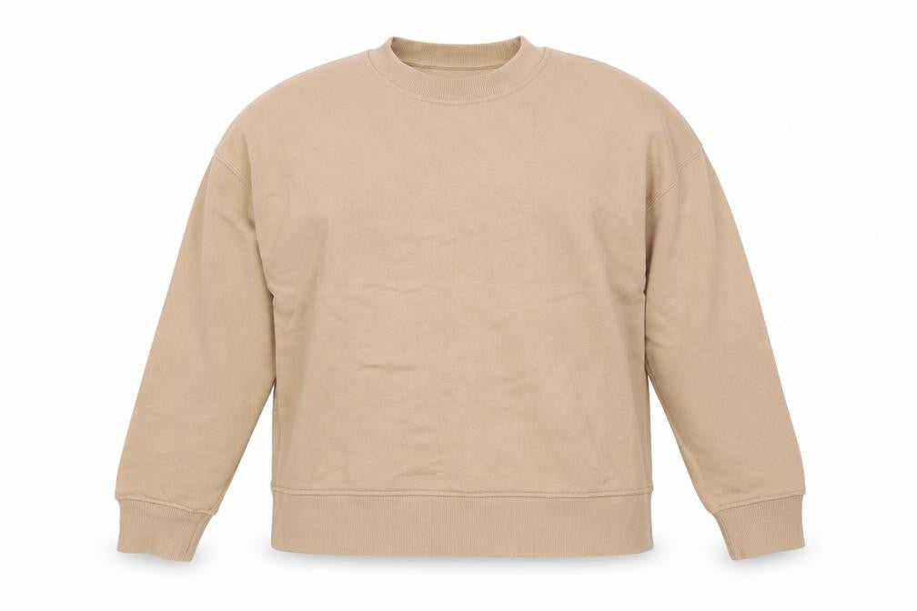 Front view of Very women’s beige cotton pullover sweatshirt, size UK 16