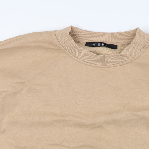 Very Womens Beige Cotton Pullover Sweatshirt Size 16