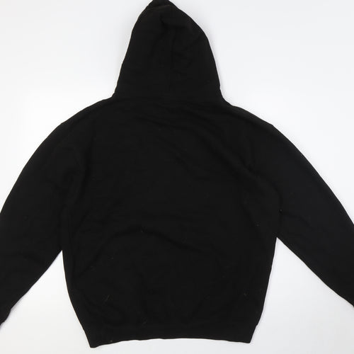 Just Hoods Mens Black Cotton Pullover Hoodie Size L