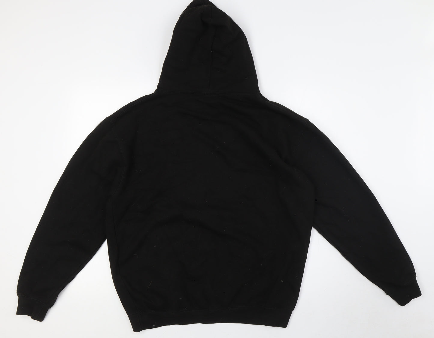 Just Hoods Mens Black Cotton Pullover Hoodie Size L