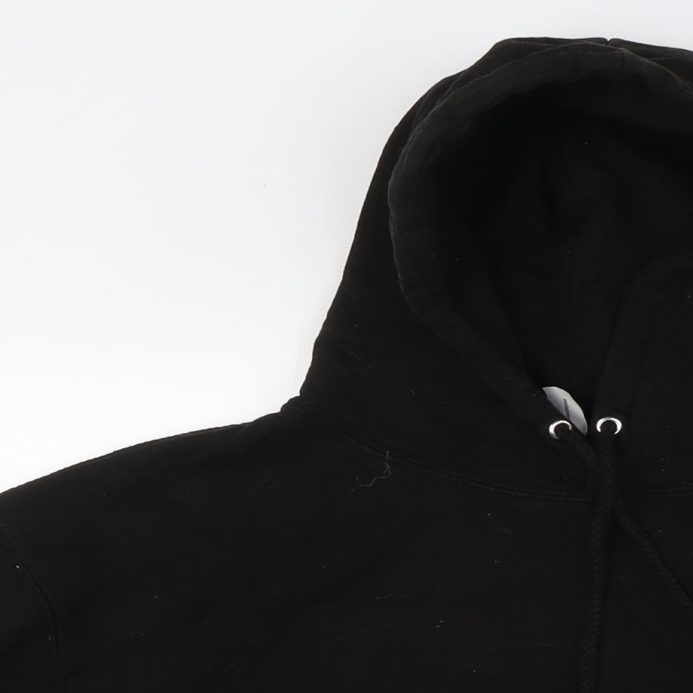Just Hoods Mens Black Cotton Pullover Hoodie Size L