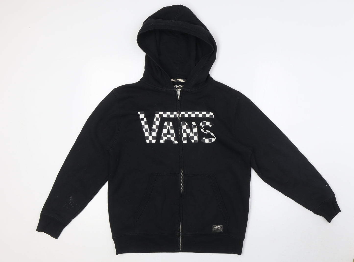 VANS Womens Black Cotton Full Zip Hoodie Size L Zip
