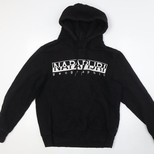 Napapijri Mens Black Cotton Pullover Hoodie Size L
