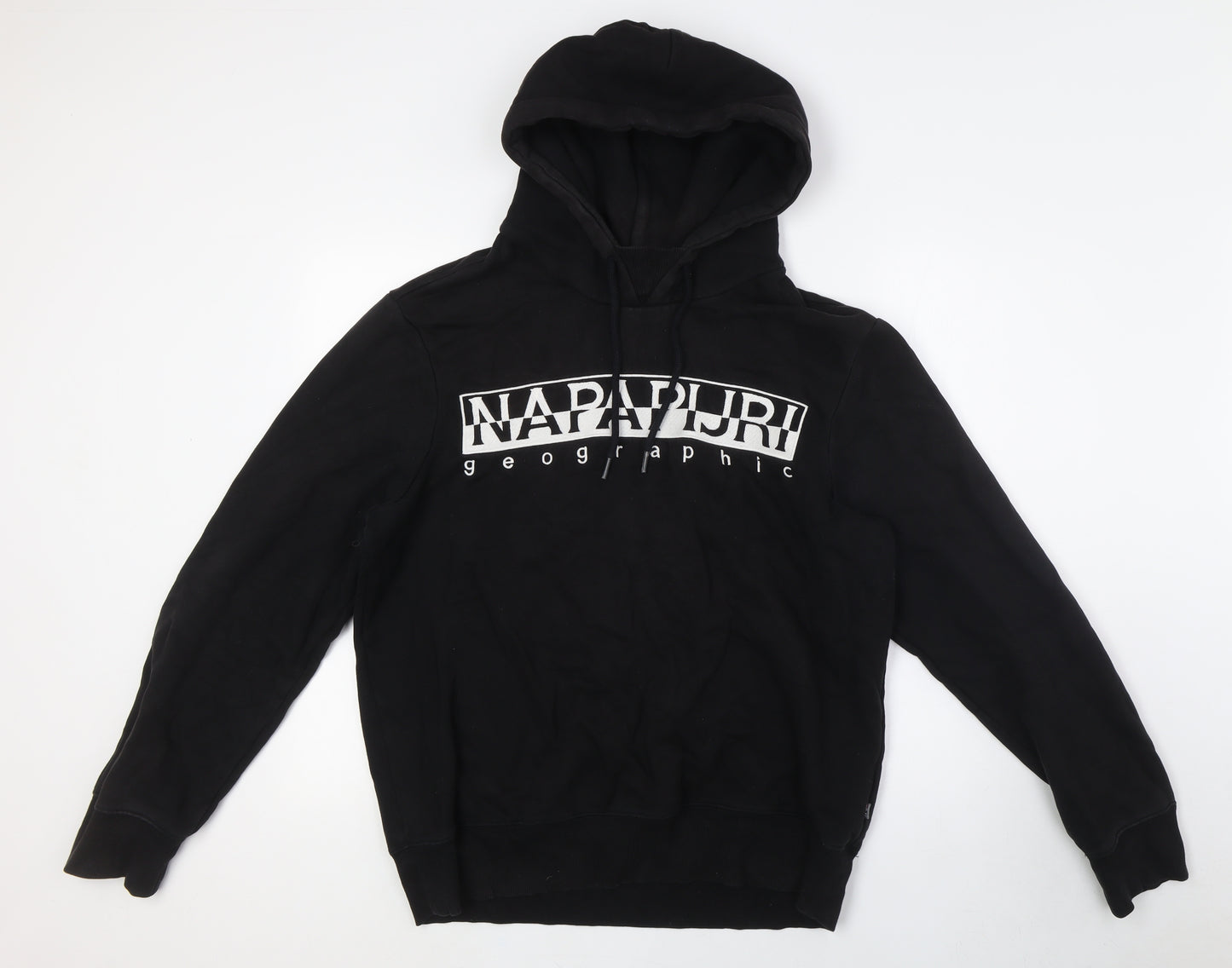 Napapijri Mens Black Cotton Pullover Hoodie Size L
