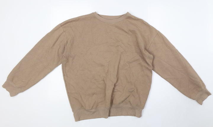 New Look Womens Beige Cotton Pullover Sweatshirt Size S