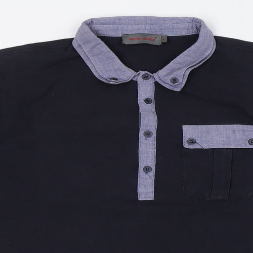 Rough Justice Mens Blue Cotton Button-Up Size M Collared